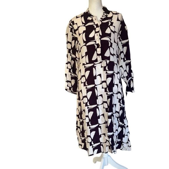 Marimekko Konkelo Malla Long Sleeve Woven Dress in Burgundy Size 36 (Small) NEW - Picture 2 of 8